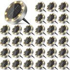 30 Pack Solar Ground Lights Outdoor, 8 LED Mini Flat Solar Disk Lights, IP65 Waterproof Anti-Rust Disc Light, Landscape Lighting for Garden Pathway Yard Walkway Driveway Lawn,Warm White