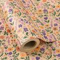 WRAPAHOLIC Kraft Floral Wrapping Paper Roll - Mini Roll - 17 Inch x 16.5 Feet - Vintage Flower Wrapping Paper, Perfect for Wedding, Birthday, Bridal Shower, Tea Party