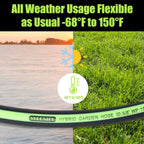 SYEENIFY Garden Hose 75ft 5/8", Heavy Duty No Kink Water Hose, No Tangle Flex Rubber Garden Hose for Lawns,Floor,Yard Washing,Pet Cleaning