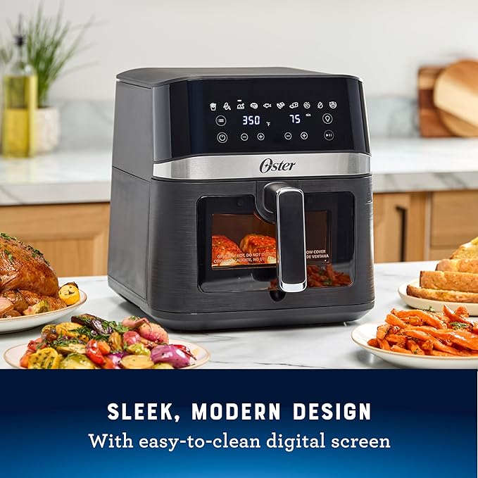 Oster Air Fryer 6 Quart Digital Air Fryer Large with Window