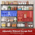 REIBII1450LBS Metal Shelving Unit Storage Shelves 5 Tier Wire Shelving 58.1''W Pantry Shelves Wire Shelf Adjustable Garage Shelving Heavy Duty Storage Rack for Pantry Kitchen Garage, Black，2 Pack