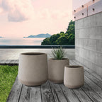 Kante 15.3"+11.6"+8.2" Dia Round Concrete Planter, Large Outdoor Indoor Planter Pots Containers with Drainage Holes and Rubber Plug for Home Garden Patio, Buff Concrete