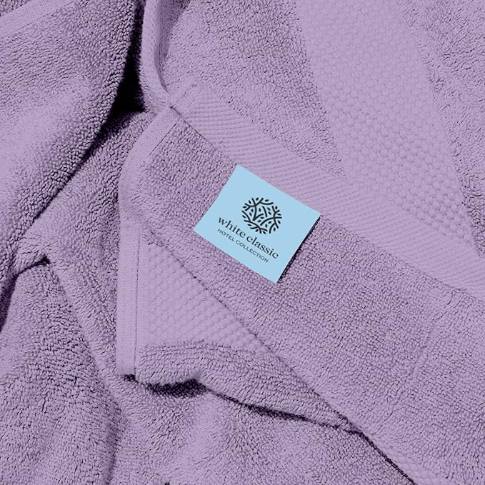 White Classic Luxury Bath Towels Set of 4 Large - 700 GSM Cotton Ultra Soft Bath Towels 27x54 | Highly Absorbent and Quick Dry | Hotel Towels for Bathroom Luxury, Plush Shower Towels, Lavender