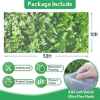 GonLei 10x 50FT Garden Mesh Netting Kit Raised Beds (6 Pcs Garden Hoops & 18 Clips) Garden Hoops Plant Netting Protection Row Covers Berry Bush Truit Trees Vegetables Grass Seed Barrier Net