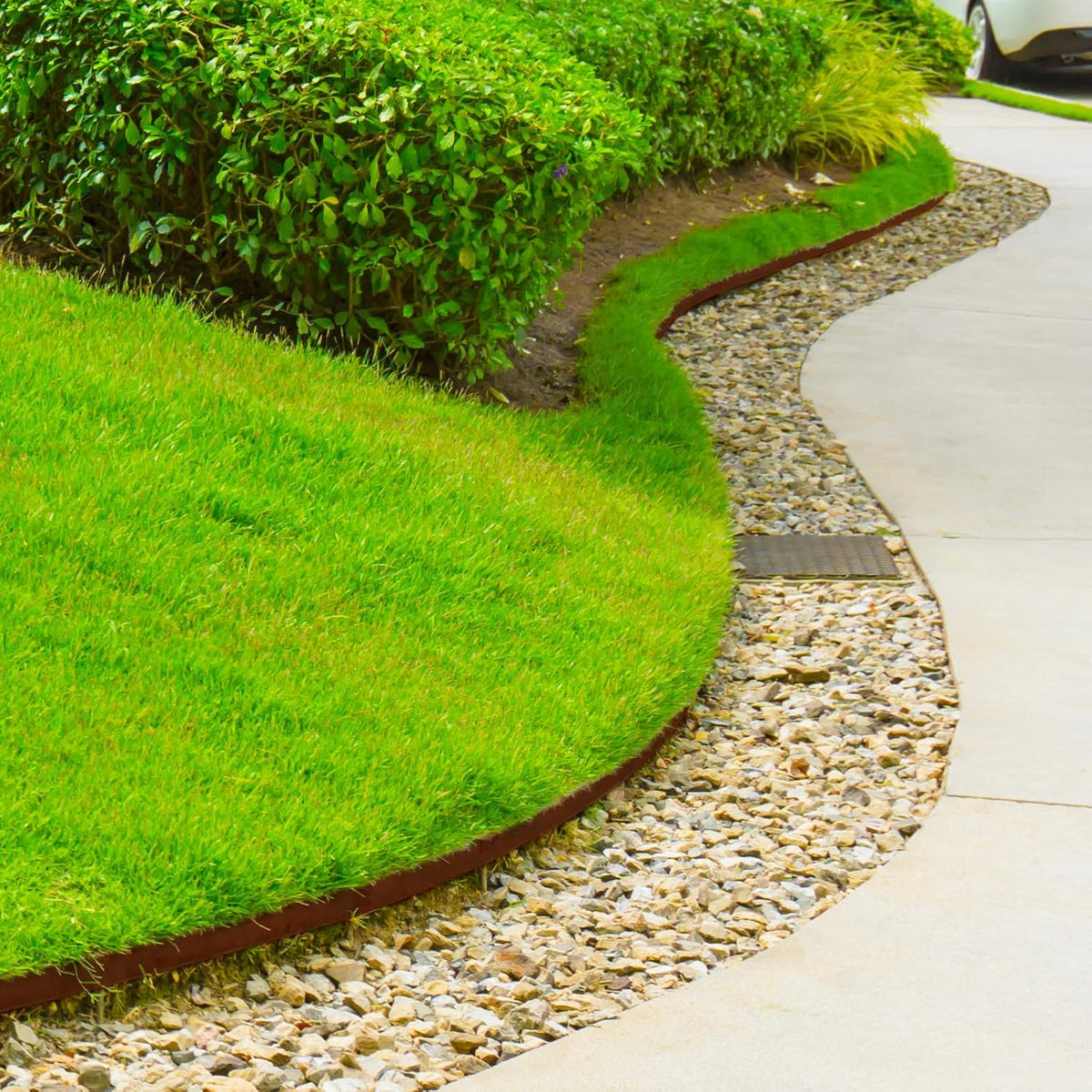Worth Garden 6-Pack Cor-Ten Steel Landscape Edging with Black Protection Strips - Rust Patina Finish 40" L x 5.5" H (20Ft Total) - Hammer-in 14-Gauge Metal Corten Lawn Yard Edging Border w/ 7 Clips