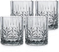 BELLAFORTE Shatterproof Tritan Plastic Short Tumbler, Set of 4, 13oz - Myrtle Beach Unbreakable Crystal Cut Old Fashioned Drinking Glasses for Party, Gifting - BPA Free - Dishwasher Safe - Smok Grey