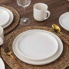 LERATIO Ceramic Dinnerware Sets for 6,Plates and Bowls Sets,Handmade Reactive Glaze Dishes Set,Chip Resistant and Scratch Resistant | Oven&Dishwasher & Microwave Safe- White &Wave(18PCS)