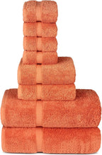 Chakir Turkish Linens | Hotel & Spa Quality 100% Cotton Premium Turkish Towels | Soft & Absorbent (8-Piece Towel Sets, Coral)