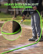 20 FT x 5/8″ Garden Hose, Short Lightweight Flexible Garden Water Hose with Swivel Handle, 200 PSI Working, 450 PSI Burst, All-Weather Outdoor Use, Heavy Duty Water Hose for Watering, G20GH06