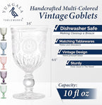 Yungala Colored Wine Glasses set of 6 colorful glass goblets made from Solid glass colors, colorful wine glasses are 100% dishwasher safe, multi colored wine goblets are hand crafted