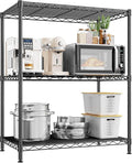 Storage Shelves Adjustable Wire Shelving Metal Wire Rack Shelving Unit Storage Shelf for Kitchen Laundry Room Pantry Closet Bathroom 24" W x 30" H x 14" D Black