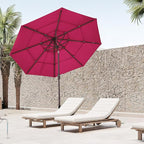 JEAREY 9FT 3 Tier Patio Umbrella Outdoor Market Umbrella Table Umbrellas with 8 Ribs 1.5 Pole Push Button Tilt and Crank UV Protection for Garden,Backyard,Pink