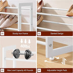 FAVOOSTY 3-Tier Expandable Shoe Rack, Adjustable Shoe Shelf Storage Organizer Space Saving Metal Free Standing Shoe Rack for Entryway Closet Doorway, White