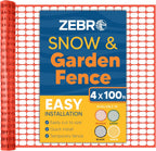 ZEBRO 4' x 100' Orange Plastic Garden Fence Roll – Standard Duty Safety Netting for Snow, Poultry, Deer, Dogs – Reusable Outdoor Barrier for Yard, Landscaping, Animal Protection
