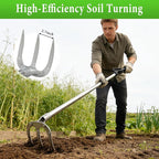 Hand Rake Garden Tool - 75" Long Handle Potato Cultivator Weeding Rakes, 3-Tine Heavy Duty Carbon Steel with D Grip for Raised Garden Beds