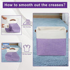 Large Fabric Storage Baskets | 50L Storage Bins, Decorative Linen Closet Baskets with Handles for Organizing, Shelf, Toys, Clothes, Home, Office, Nursery, 17x12x15Inches (Purple&White)