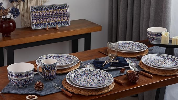Bico Mandala Kaleidoscope Cereal Bowls Set of 4, 26 oz Deep Ceramic Soup Bowls for Cereal, Salad, Noodles, Kitchen, Microwave and Dishwasher Safe, Gift for Housewarming and Thanksgiving