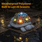 Snclriao Solar Turtle Garden Outdoor Decor with Succulent & 7 LED Lights – Outside Tortoise Statue Decor for Yard Patio Balcony & Backyard - Home House Decoration Art - Gift for Men Dad Women Mom