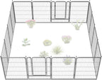 FXW Garden Fence Outdoor for The Yard – 40in(H) x 36.4ft(L) Heavy Duty Metal Animal Barrier for Dog and Rabbit, Decorative Dog Fence, 16 Panels, Silver