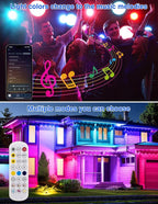 Spot Lights Outdoor, Smart RGBW LED Color Changing Landscape Lights with APP and Remote Control, Music Mode, DIY Scenes, Timing, IP65 Waterproof Spotlights Plug in for Yard Garden, 2 Pack