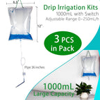 1L Plant Self Watering Bags with Adjustable Flow Regulators, Compact Automatic Drip Irrigation Kits, Indoor Plant Watering System for Small Potted Plants, Vacation Plant Care Essentials, 3Pcs