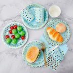 Sveikie160 Pcs blue And Gold Paper Plates, Birthday Cake Party Plates And Napkins, Wedding Disposable Utensils For Birthday Graduation Wedding And Holiday Celebrations Serves 40 (blue)