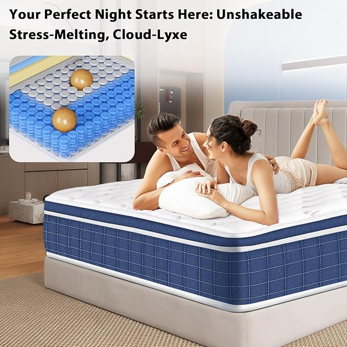 Twin Size Mattress in a Box 12 Inch Hybrid Mattress [Enhanced Stability], Medium Firm Feel with Memory Foam and Pocket Springs, Reinforced Edge Support