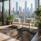 Outdoor Rug 5’x8’ Waterproof for Patio Clearance, Reversible Indoor Outdoor Plastic Straw Camping Rug Carpet, RV Mat, Large Area Rug for Deck, Backyard, Balcony, Porch, Beach, Black & Brown