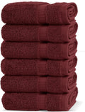 Chakir Turkish Linens 100% Cotton Premium Turkish Towels for Bathroom | 13'' x 13'' (6-Piece Washcloth, Cranberry)