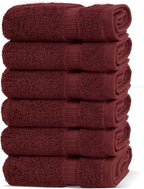 Chakir Turkish Linens 100% Cotton Premium Turkish Towels for Bathroom | 13'' x 13'' (6-Piece Washcloth, Cranberry)
