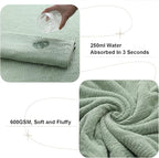 Green Bath Towel Set of 4, 35x70 Inches Oversized Bath Towels Extra Large Microfiber Shower Towels Textured Ultra Soft Absorbent Quick Dry Towel Bath Sheets for Adults Bathroom Hotel Spa