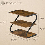 Small 3-Tier Shoe Rack, Z-Frame Wooden Shoe Shelf with Durable Metal Shelves for Hallway, Living Room, Closet, Bedroom (17.2”)