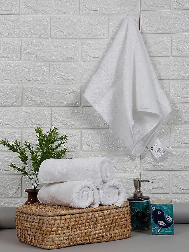 Casa Lino 4 Pack Hand Towels for Bathroom, 18"x28", 100% Cotton, Ultra Soft & Highly Absorbent, Premium Luxury Towels for Gym, Shower, Hotel, New Apartment Essentials, White