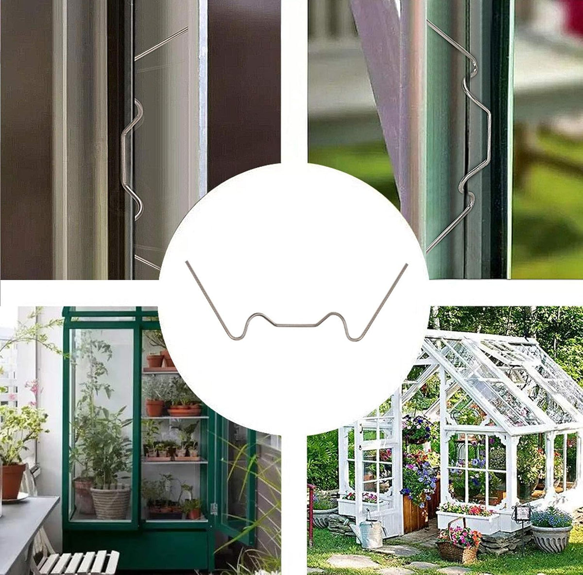 100 PCS Greenhouse Glazing Clips, Stainless Steel W Type Clip, Aluminium Greenhouse Care, W-Wire Green House Fitting
