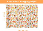 WRAPAHOLIC Kraft Floral Wrapping Paper Roll - Mini Roll - 17 Inch x 16.5 Feet - Bright Summer Flower Wrapping Paper, Perfect for Wedding, Birthday, Bridal Shower, Tea Party