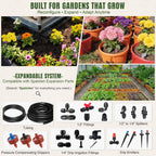 Spalolen Push-to-Connect Drip Irrigation System Kit, 2-Zone Garden Watering System with 50FT 1/2" Mainline, Leak-Resistant Quick Connect Fittings, Adjustable Emitters for Raised Beds, Greenhouse
