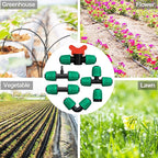 JAYEE 22 Pcs Drip Irrigation Fittings Kit for 1/2 In Tubing, Drip Line Parts for Sprinkler System - 5 Tees, 5 Couplings, 3 Elbows, 3 Barbed Lock T Connectors, 4 End Closure Plugs, 2 Switch Valves