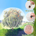 TWOWYHI 2Pack Garden Netting 8.2X8.2 Feet Large Fruit Tree Netting with Zipper and Drawstring Insect Bird Cover for Fruits Vegetables Tree Garden Protection