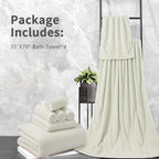4 Piece Bath Towel Set 35"x70"Oversized Bath Towel for Bathroom Ultra Soft Fluffy Extra Large Bath Sheet Luxury Premium Bathroom Towel Highly Absorbent Quick Dry Shower Towel for Hotel Spa,Green White
