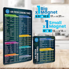 Air Fryer Magnetic Cheat Sheet Set - Air Fryer Accessories Cookbook - As Seen on the Today Show an Easy to Use AirFryer Time Chart Set - Strong Magnet Quick Reference Cooking Guide for Frying (Black)