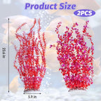 Hamiledyi Aquarium Plastic Plants Aquarium Decor Artificial Fish Tank Plants,Tall Fish Tank Decorations, Extra Large Aquarium Plant 23.6-inch Tall,2PCS（Red）