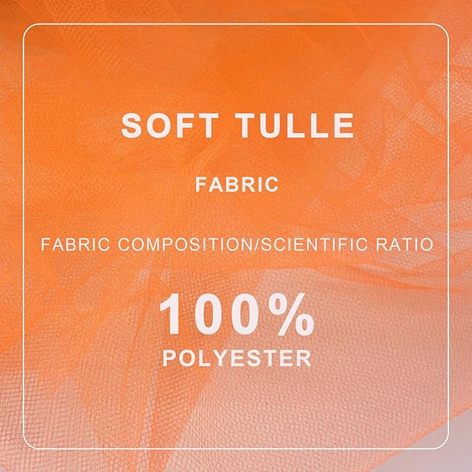 Orange Tulle Fabric Roll Spool Bolt (54 Inch by 40 Yards) Large Tulle Wedding Party Decoration, Tutu Skirt, Table Runner, Gift Wrapping, Bridal Shower, Soft & Drape (Orange)