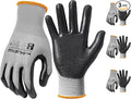 MANUSAGE Safety Work Gloves Nitrile For Men and Women, with Touchscreen Fingers, Men's Work Gloves with Grip, Mechanics Gloves (Size-XL, Grey, 3 Pairs)