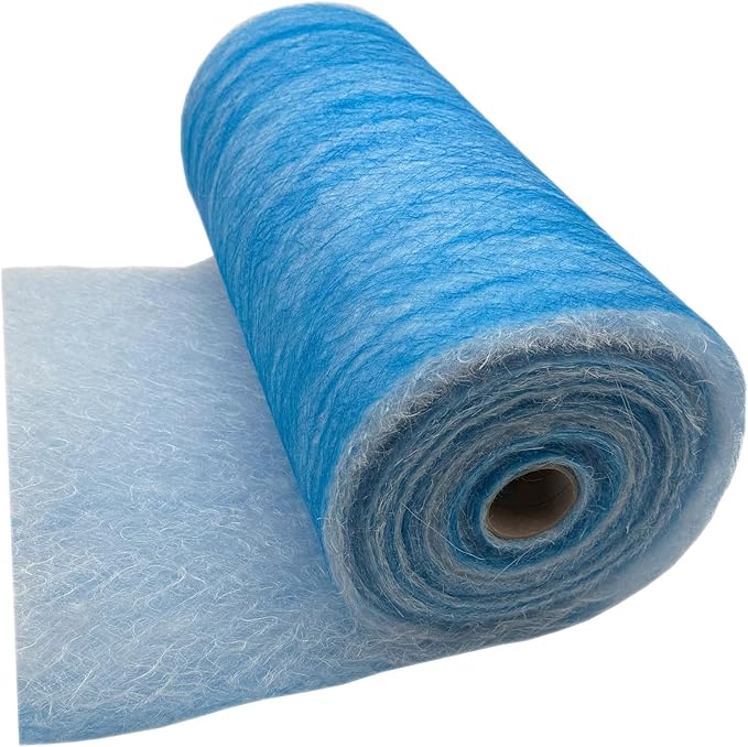 Paint Booth Exhaust Fiberglass Filter Roll, Blue/White Paint Arrestor for Spray Booth (60" x 100ft)