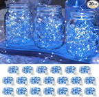 20 Pack LED Fairy Lights Battery Operated,3 Features Blinking Slowly Blinking & just on 7FT 20 LED Waterproof Mini Twinkle String Lights for Wedding Mason Jars Party Christmas Decorations,Blue