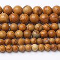 Yellow Woodgrain 4mm Stone Beads for Jewelry Making DIY Craft Gemstone Beads Kit (4mm, 88pcs) Smooth Healing Crystal Beads for Bracelets, Necklaces, Home Decor