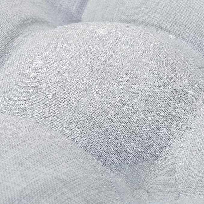 QILLOWAY Outdoor Chair Cushion for Patio Furniture, Waterproof Patio Cushions Set of 4 with Ties, Fade Resistant Replacement Pads for Outdoor Rocking Chairs,Silver,Grey