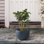 Kante 19.9" Dia Round Concrete Planter, Outdoor/Indoor Large Bowl Plant Pots with Drainage Hole and Rubber Plug for Garden Patio Balcony Home, Charcoal