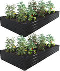 12×4×1FT(2PCS) Galvanized Raised Garden Bed Kit, Metal Planter Boxes，Large Outdoor Planters Garden for Planting Vegetables,Flowers,Herbs -Black