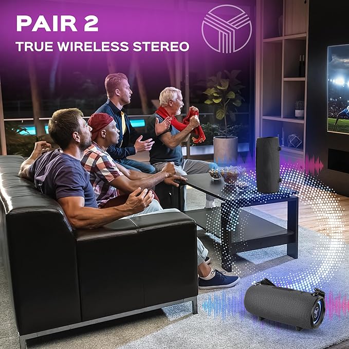 TREBLAB Ultra Loud Wireless Speaker - 60W Stereo Sound with Deep Bass, 20H Playtime, Powerbank, Waterproof, Loudest Portable Bluetooth Speaker for Home, Outdoor Party, Beach, Work, Travel, HD-Max